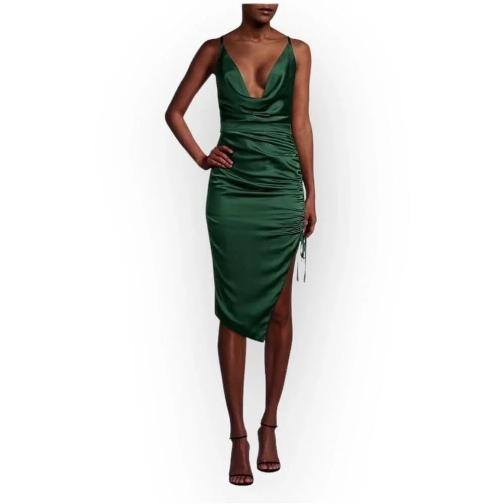 NWT Lavish Alice Dark Green Backless Dress - Picture 8 of 12